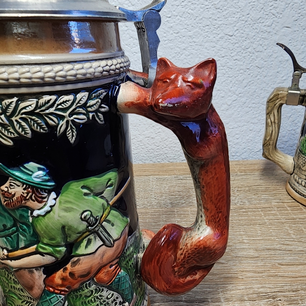 VINTAGE 3 Pc German Steins and Plate Lot - Picture 10 of 16
